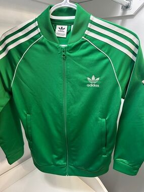 adidas Green Track Jacket with White Stripes